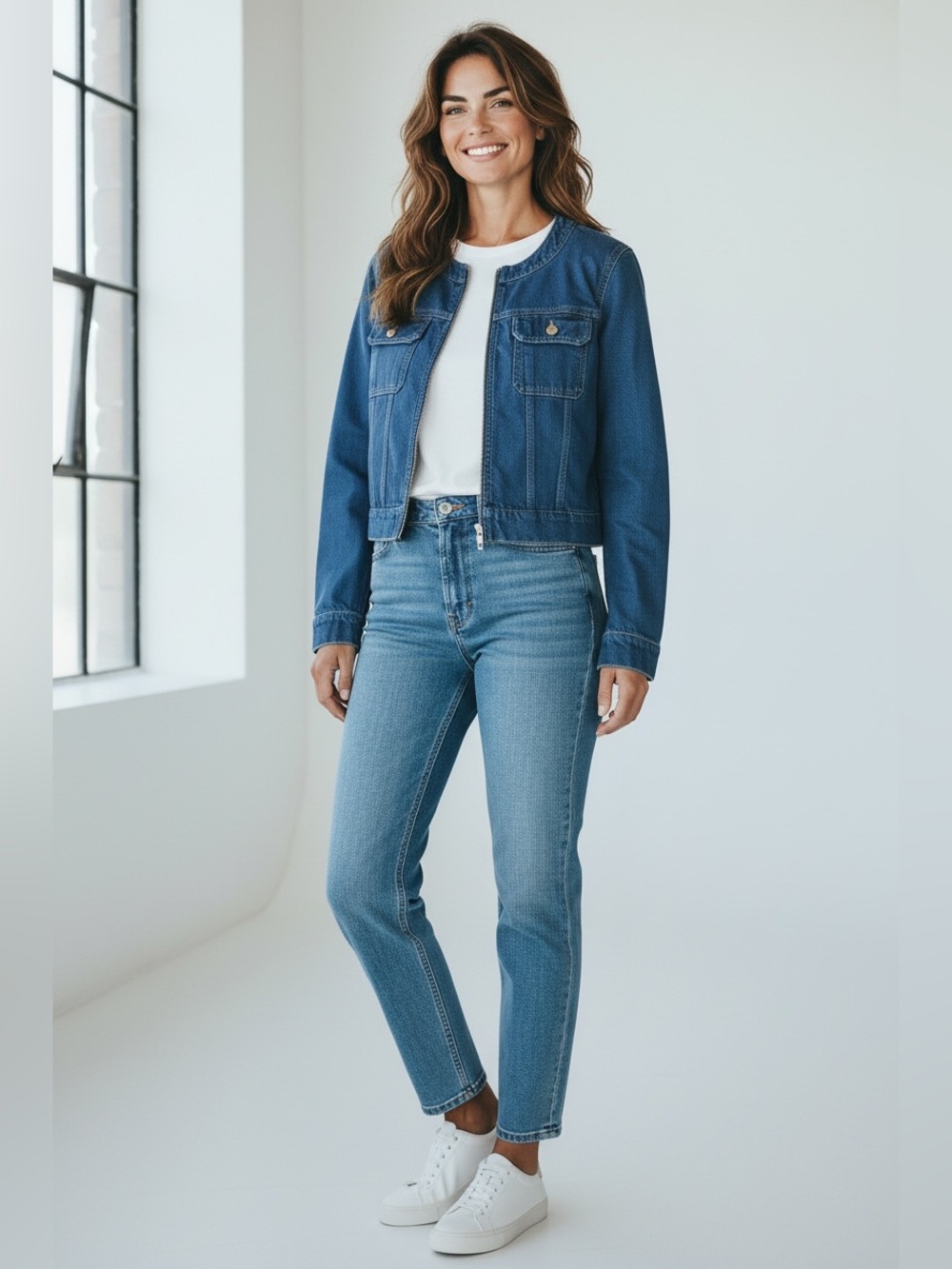 Michael Kors Women’s Denim Zipper Dark Blue Jean Jacket Size Large NWT